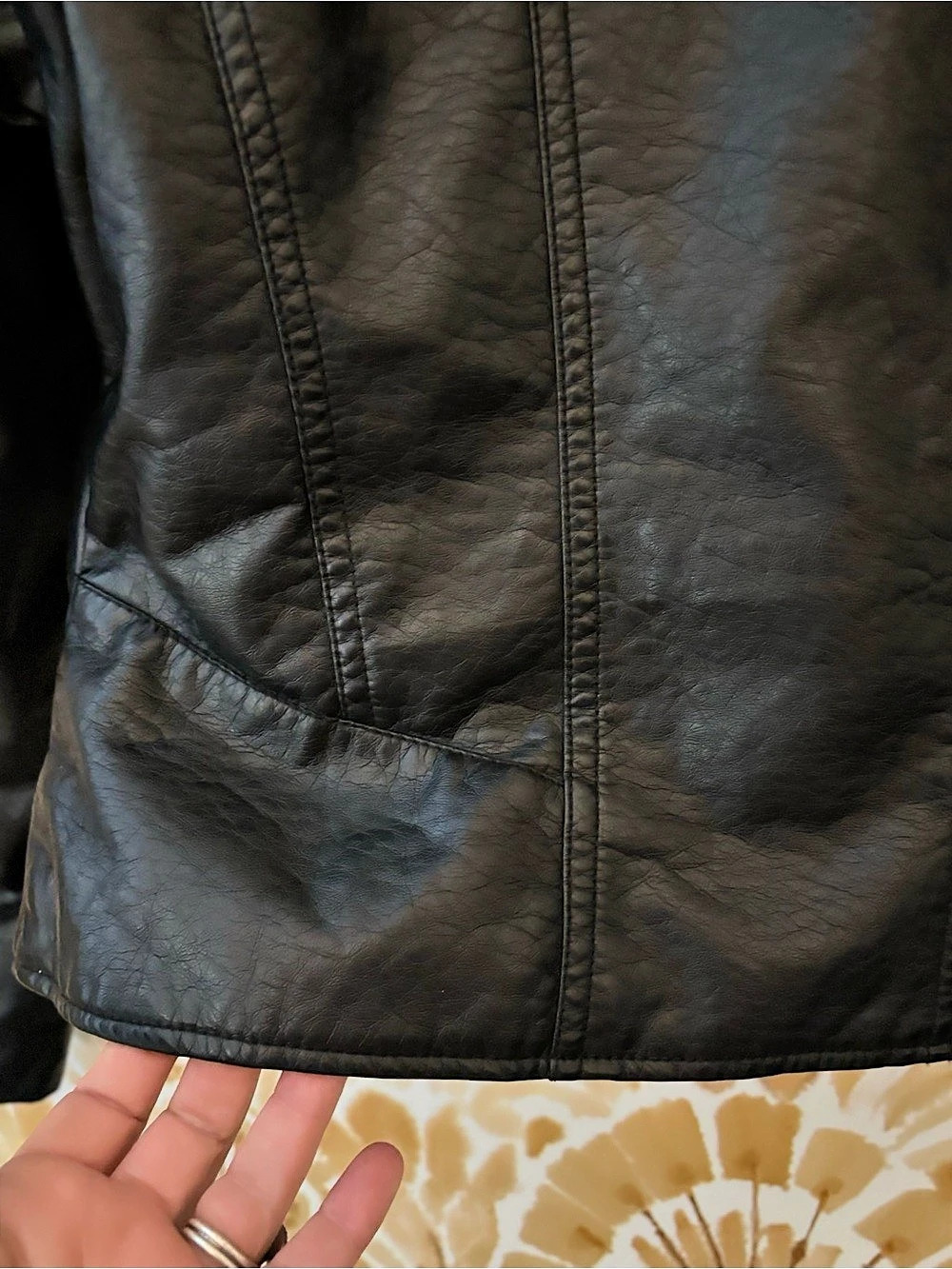 Jou Jou Faux Leather Moto Jacket S Quilted Biker Streetwear Minimalist Edgy - Picture 12 of 12